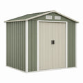 Abri de jardin 191 x 111 x 198 cm en résine vert sauge et beige - double porte ventilé